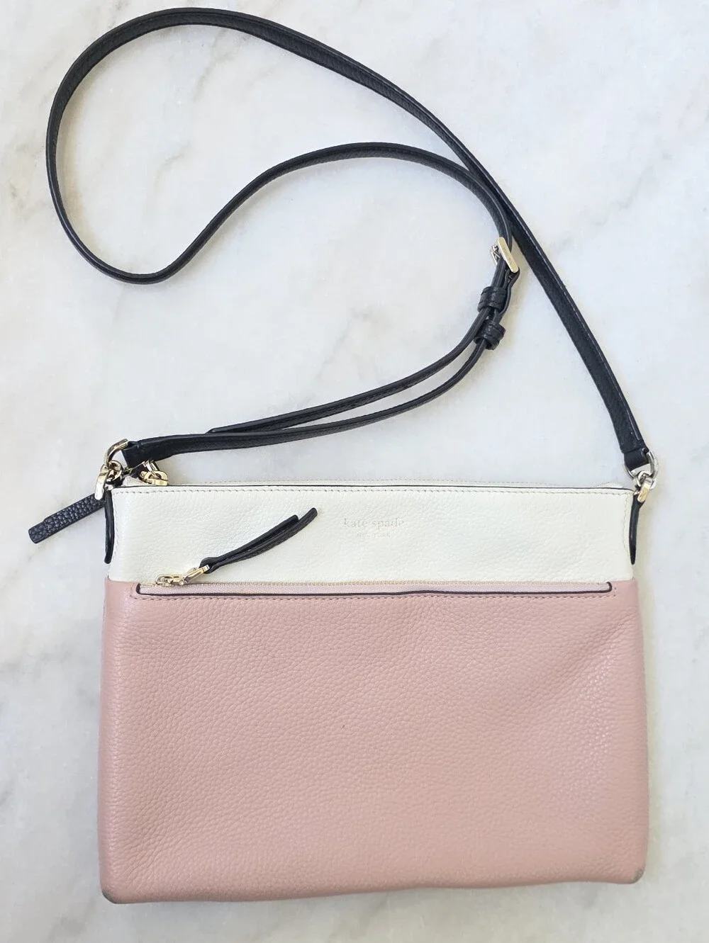 Kate Spade New York Polly Medium Crossbody in Pink and Cream Colorblock